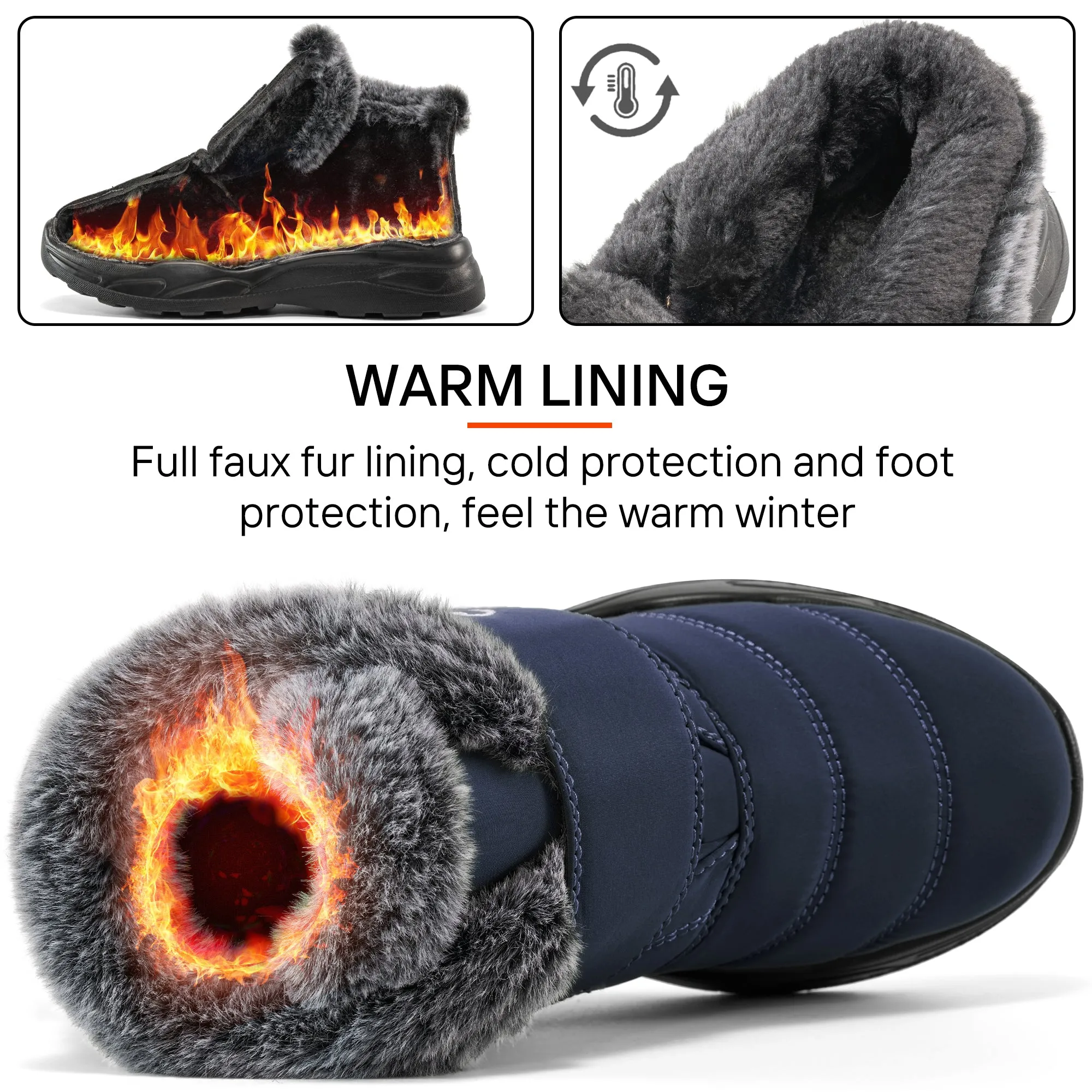 Snow Boots Womens with Warm Faux Fur Women Winter Boots non-slip Waterproof Outdoor Booties