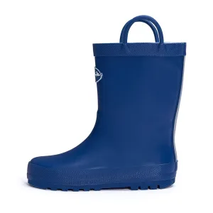 Solid Navy Waterproof Rubber Rain Boots