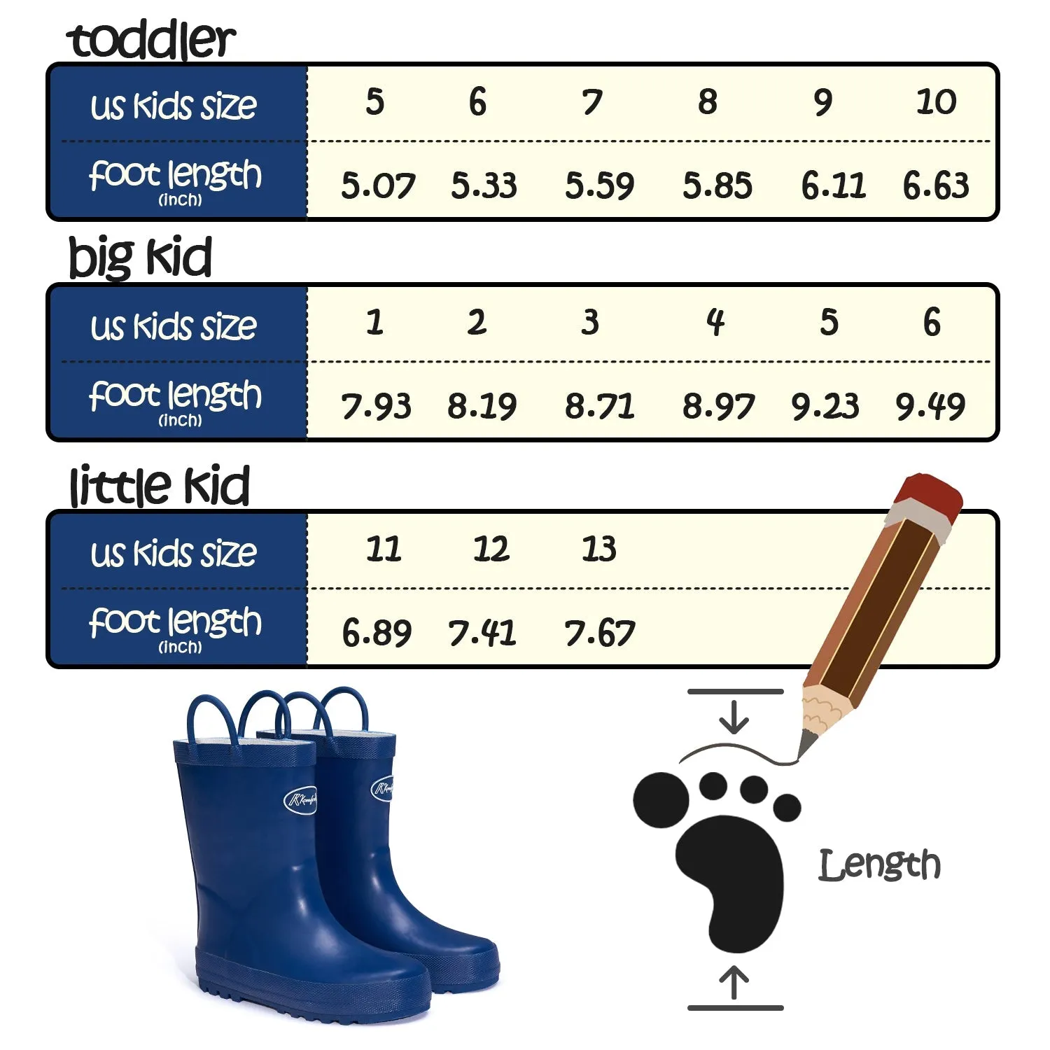 Solid Navy Waterproof Rubber Rain Boots