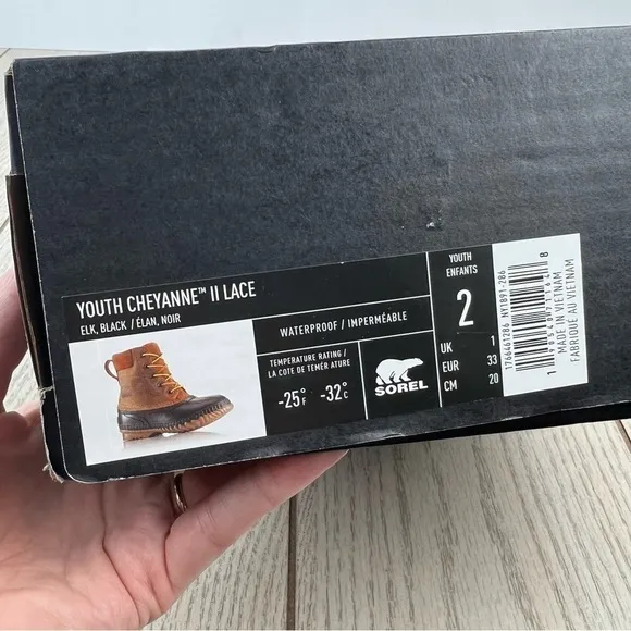 Sorel Youth Cheyanne ii Lace Leather Boots Youth Size 2 Elk (tan) Black $90