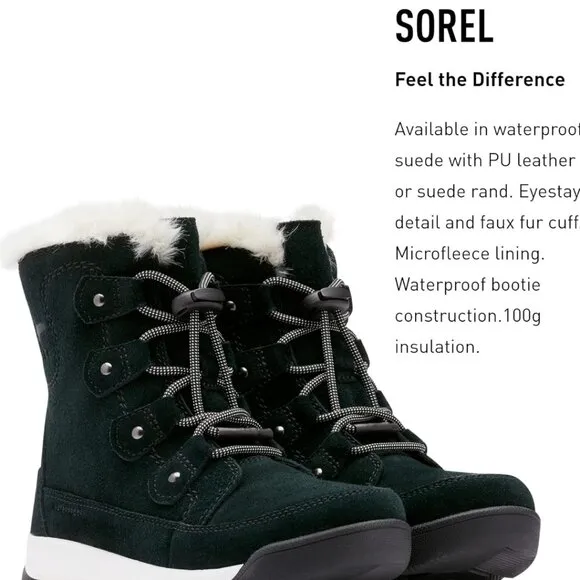 Sorel Youth Whitney II Joan Lace Boot — Waterproof Winter Boots,size 7