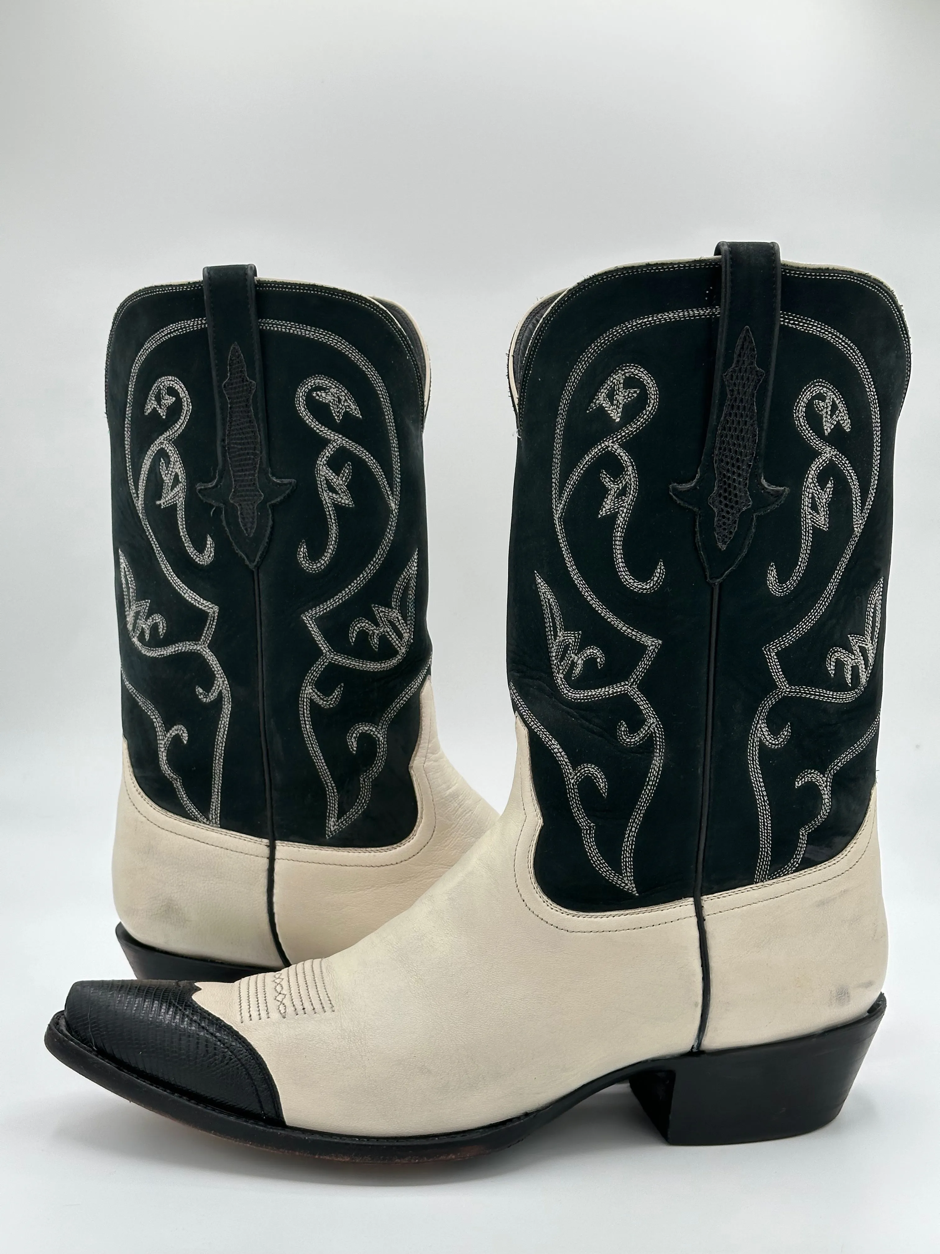 Stallion Custom Teju Lizard Wingtip and Suede Cowboy Boots size 12 D