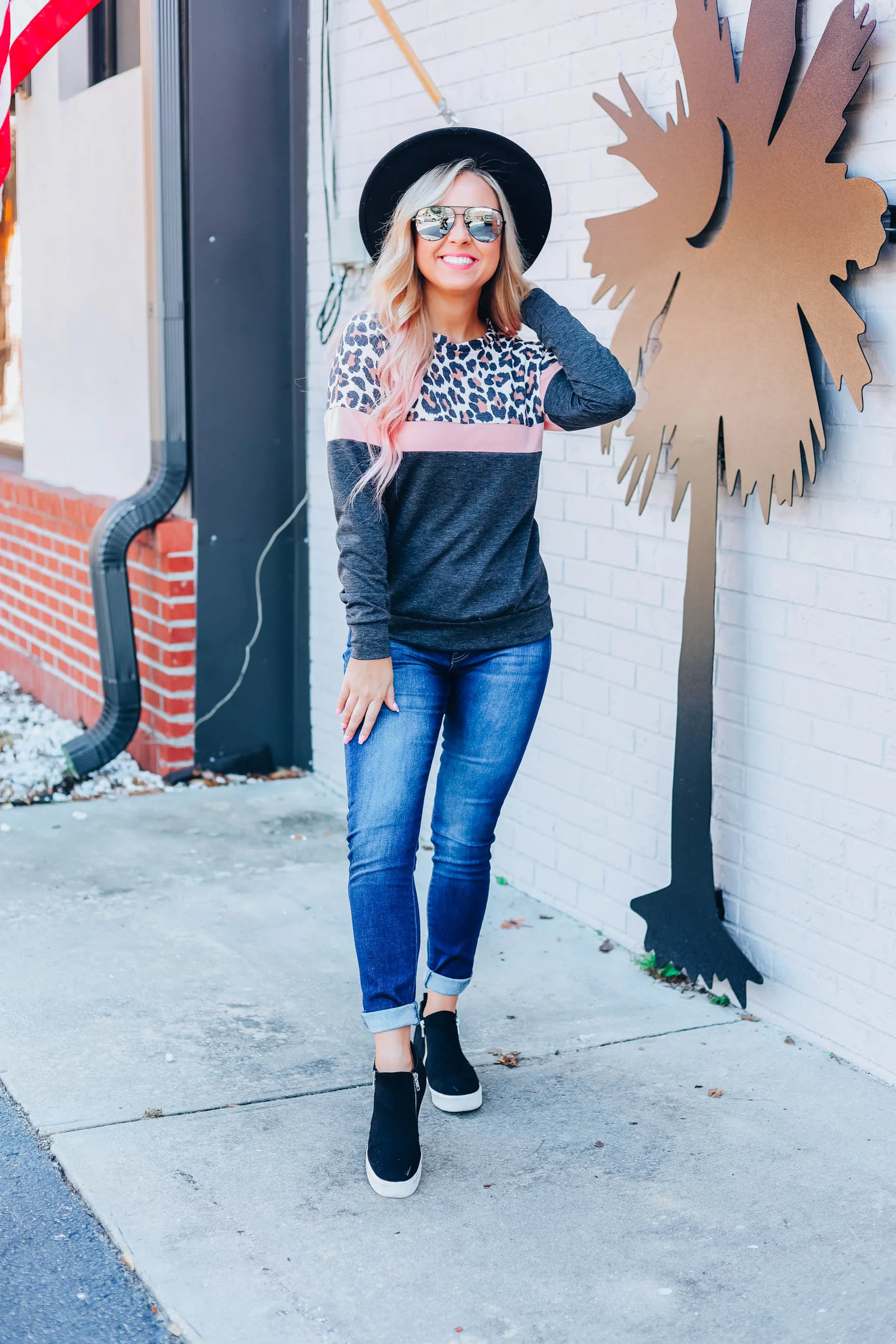 Stay Dreaming Leopard Pullover - Charcoal