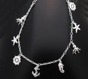 Sterling Silver Sea Shore Themed Ankle Bracelet