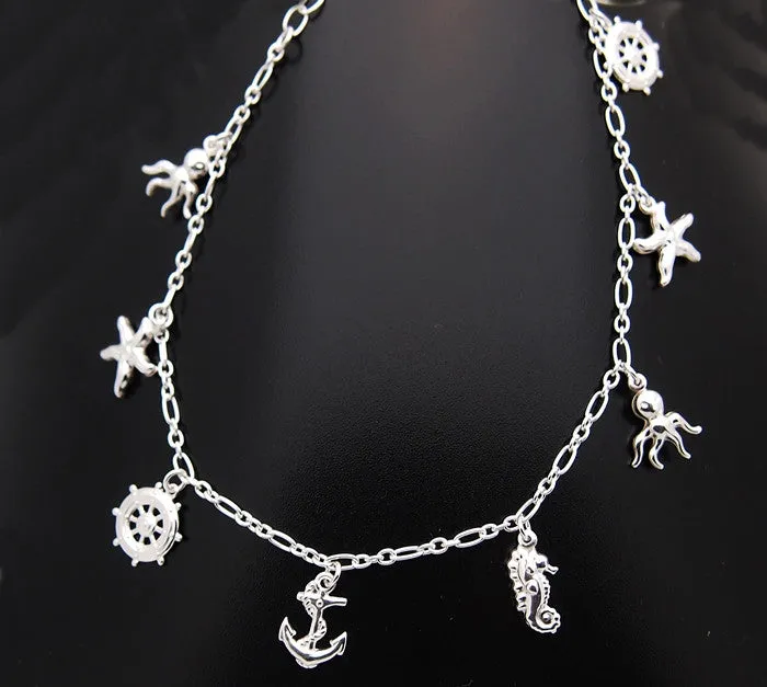 Sterling Silver Sea Shore Themed Ankle Bracelet