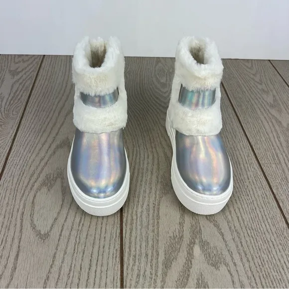 Steve Madden Girls Bunny Little Kid/Big Kid Boots Iridescent Silver $70