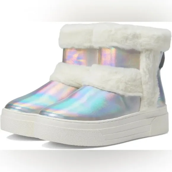Steve Madden Girls Bunny Little Kid/Big Kid Boots Iridescent Silver $70