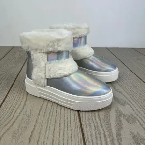 Steve Madden Girls Bunny Little Kid/Big Kid Boots Iridescent Silver $70