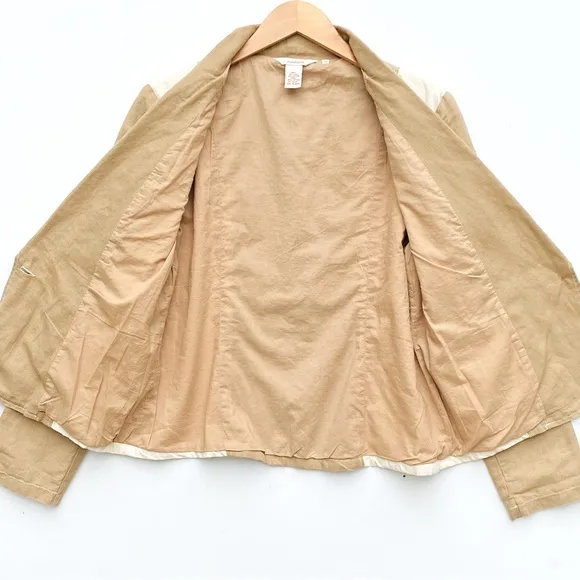 SUNDANCE Women’s Linen Tan Color-blocked Single Button Blazer size medium