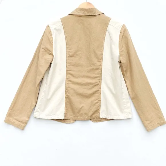 SUNDANCE Women’s Linen Tan Color-blocked Single Button Blazer size medium