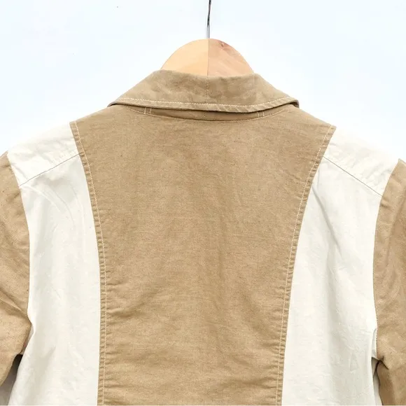 SUNDANCE Women’s Linen Tan Color-blocked Single Button Blazer size medium