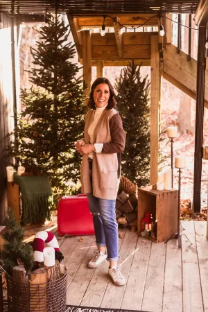 Taupe   Brown Colorblock Cardigan