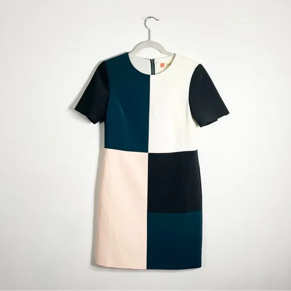 Ted Baker Ardell Colorblock Shift Mini Dress Crepe Size