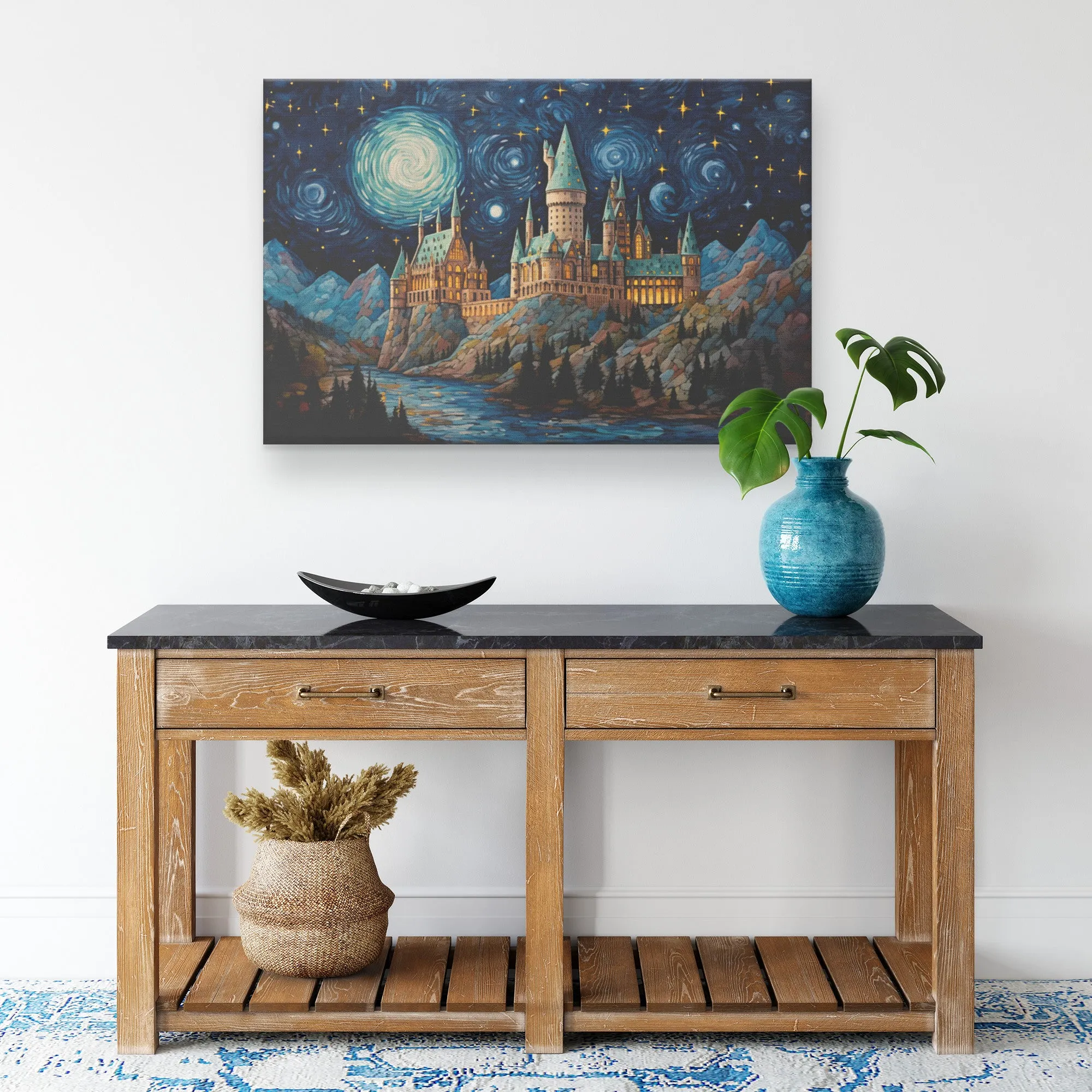 The Castle Starry Night Canvas Print