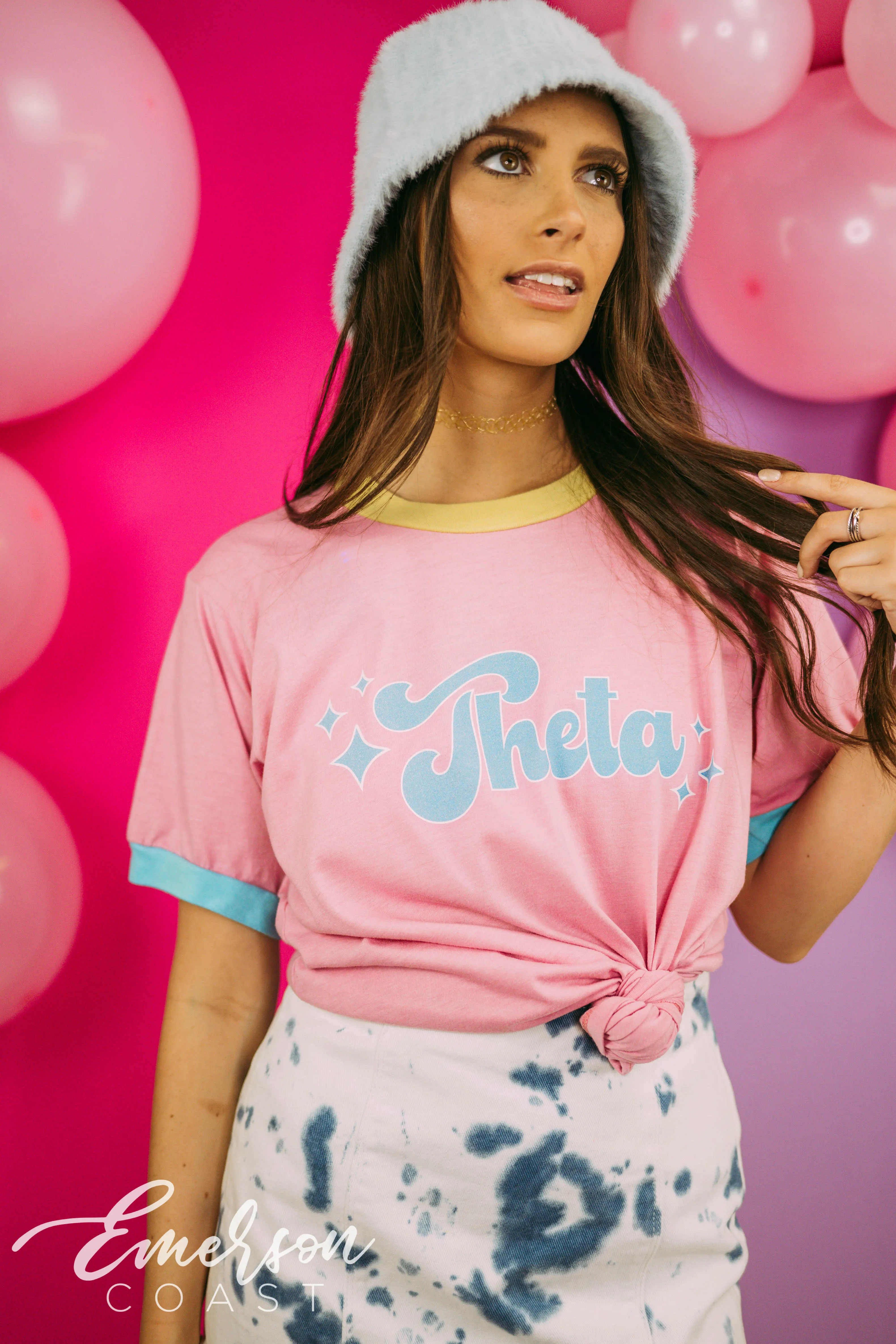 Theta Y2K Bid Day Colorblock Ringer Tee