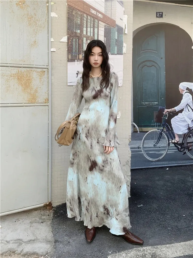 Tie Dye Flared Maxi Dress
