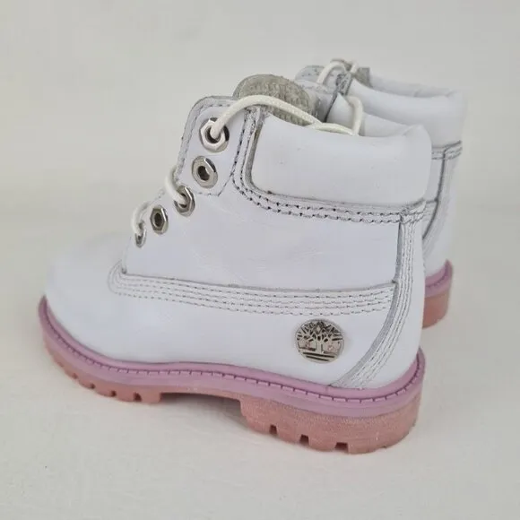 Timberland 6In Classic TODDLER Casual Boots Outdoors White Leather