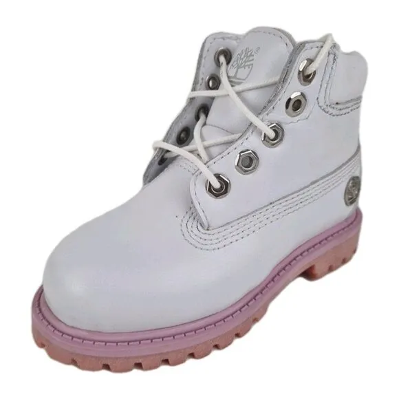 Timberland 6In Classic TODDLER Casual Boots Outdoors White Leather