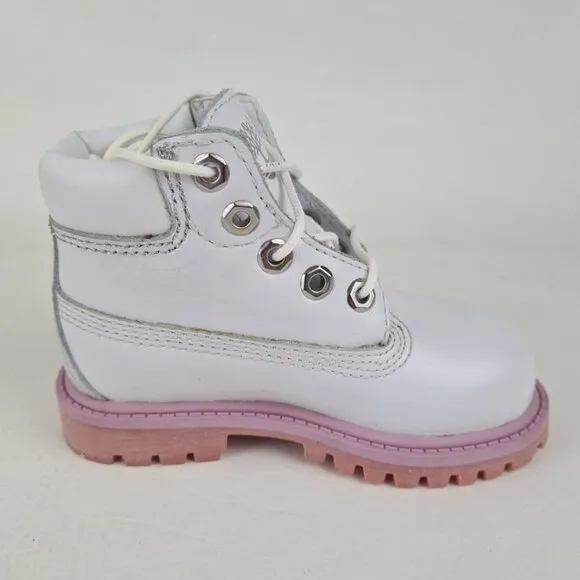 Timberland 6In Classic TODDLER Casual Boots Outdoors White Leather