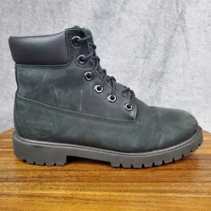 Timberland Boots Youth Boys 6 Black Nubuck Leather Waterproof Lace Up Ankle