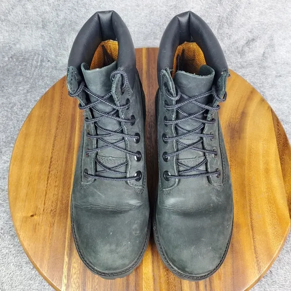 Timberland Boots Youth Boys 6 Black Nubuck Leather Waterproof Lace Up Ankle