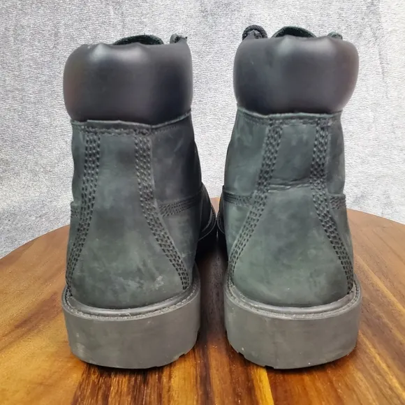 Timberland Boots Youth Boys 6 Black Nubuck Leather Waterproof Lace Up Ankle