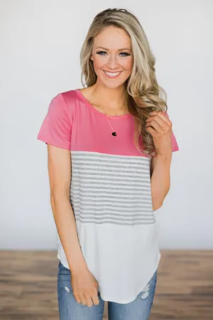 Timeless Beauty Colorblock Top- Pink
