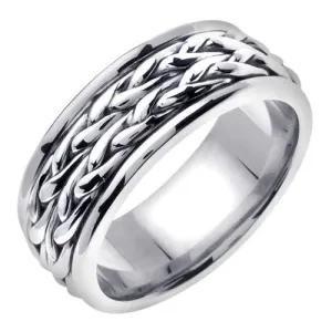 Titanium and Gold Hand Braided Cord Ring Band