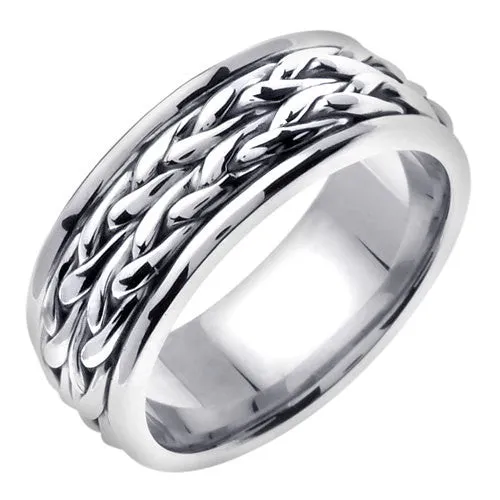 Titanium and Gold Hand Braided Cord Ring Band