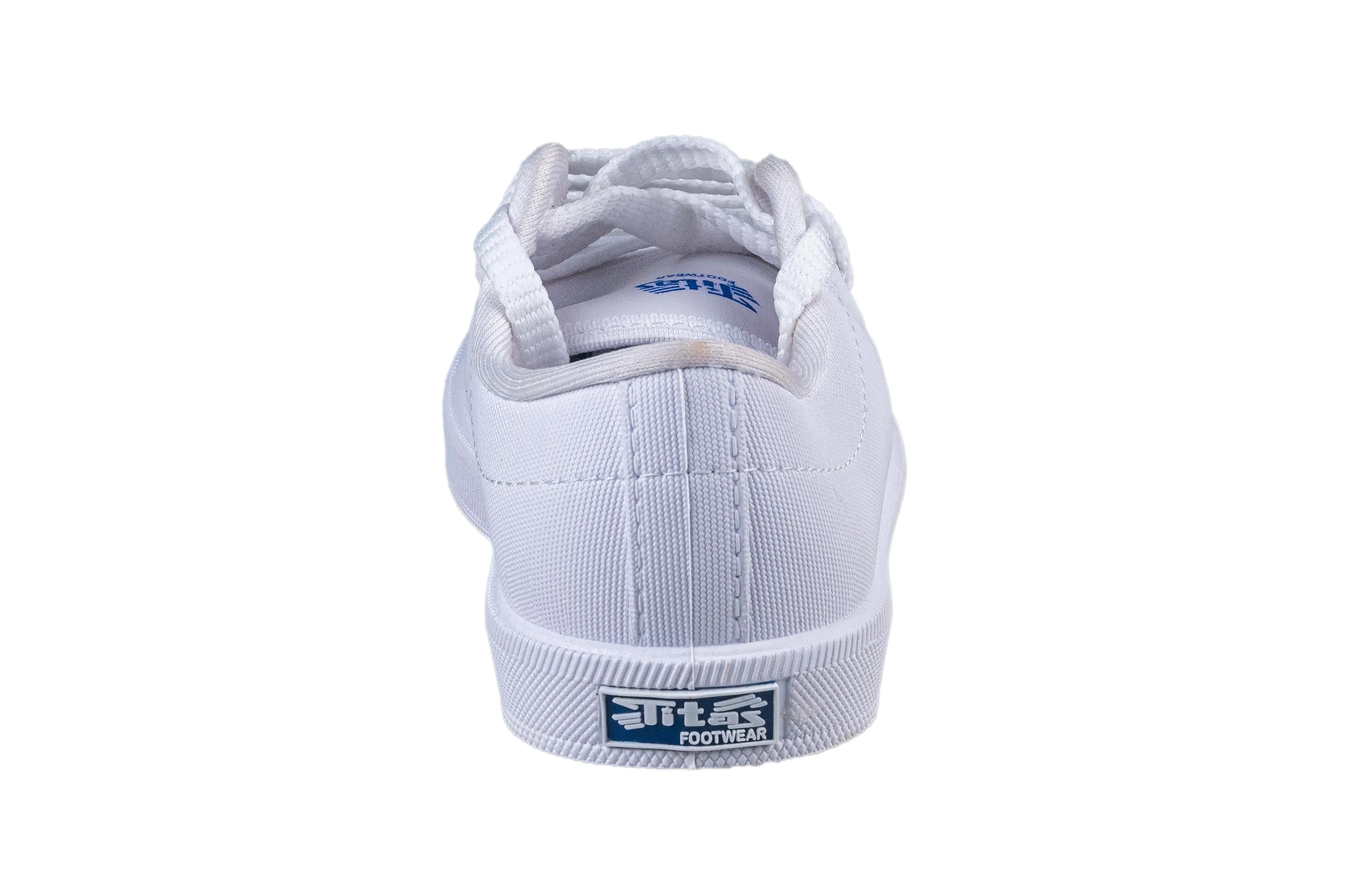 Titas White Canvas School Shoe
