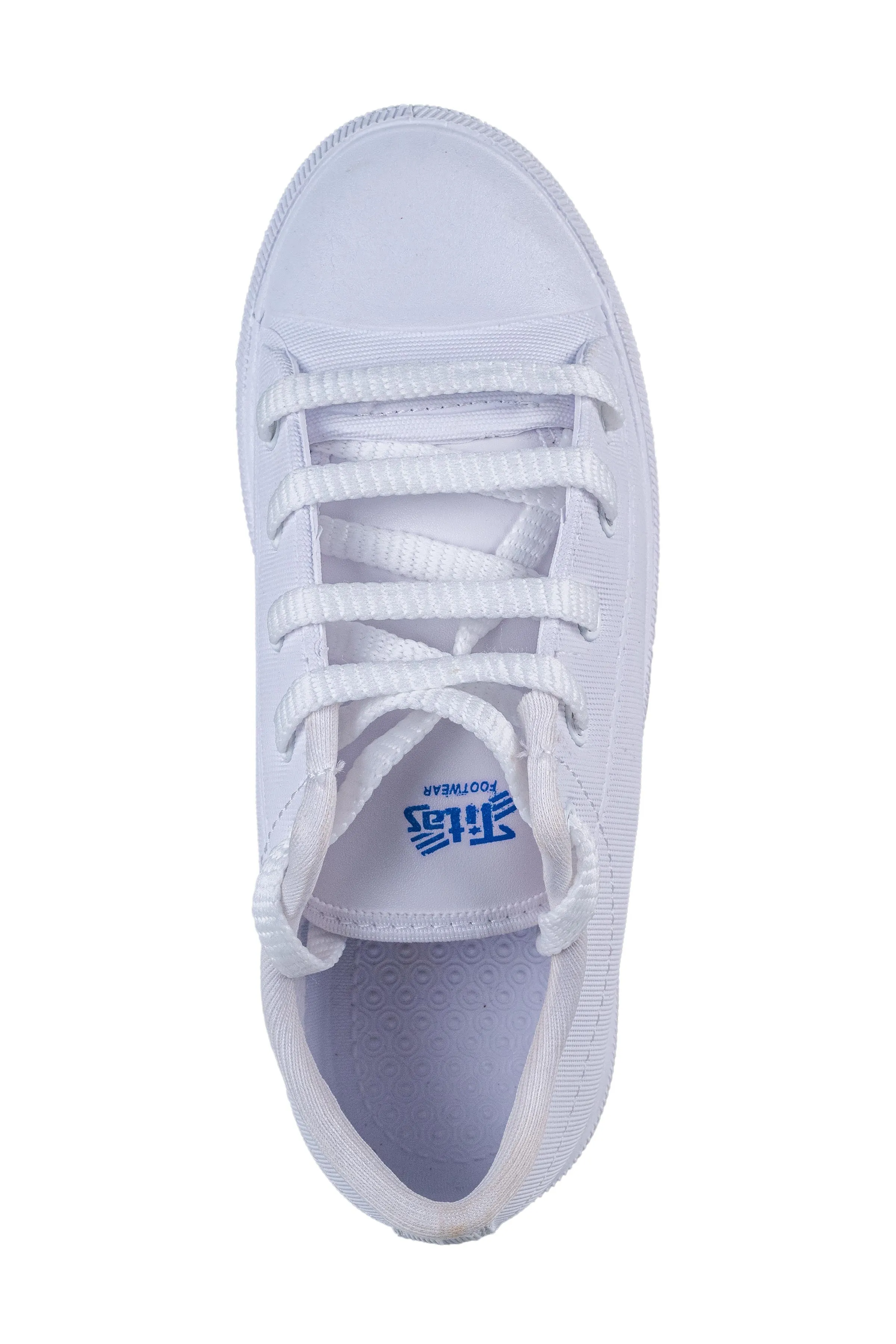 Titas White Canvas School Shoe