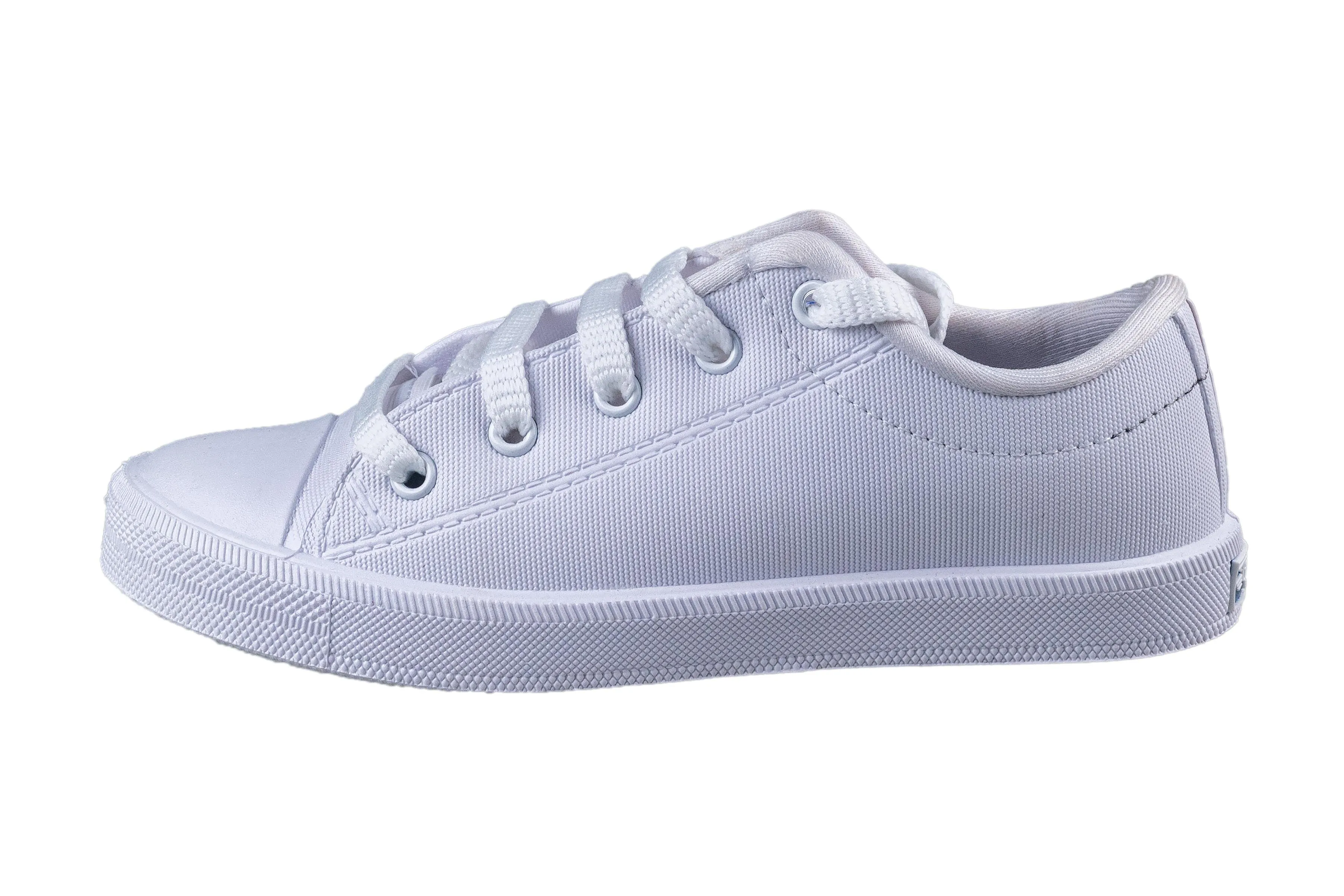 Titas White Canvas School Shoe
