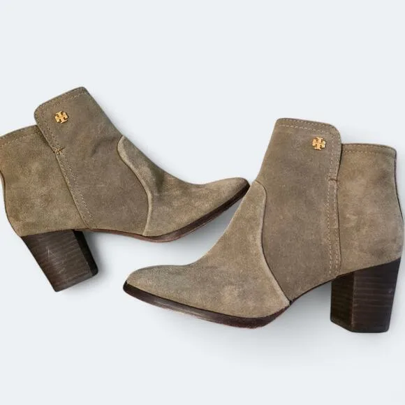 Tory Burch Ankle Boots Green Suede Size 6