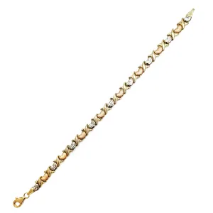 Tricolor X & Heart Bracelet (14K)