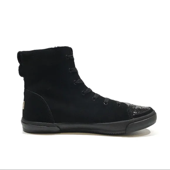UGG I Heart Hi-Top Glitter Sneakers Booties -Black Suede -Big Girl US 5 -NEW
