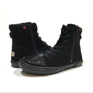 UGG I Heart Hi-Top Glitter Sneakers Booties -Black Suede -Big Girl US 5 -NEW