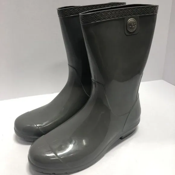 UGG Women’s Sienna Gray Waterproof Rain Boots, Size 7 M