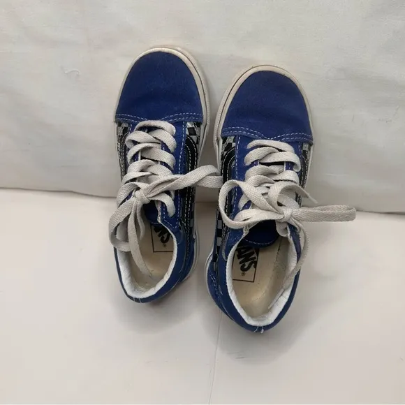 Vans Off the Wall Navy Blue White Black Checkered Lace-up Kid’s Size 11.5