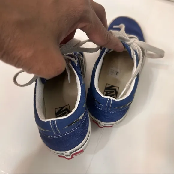 Vans Off the Wall Navy Blue White Black Checkered Lace-up Kid’s Size 11.5