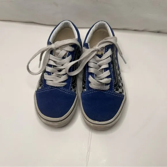 Vans Off the Wall Navy Blue White Black Checkered Lace-up Kid’s Size 11.5