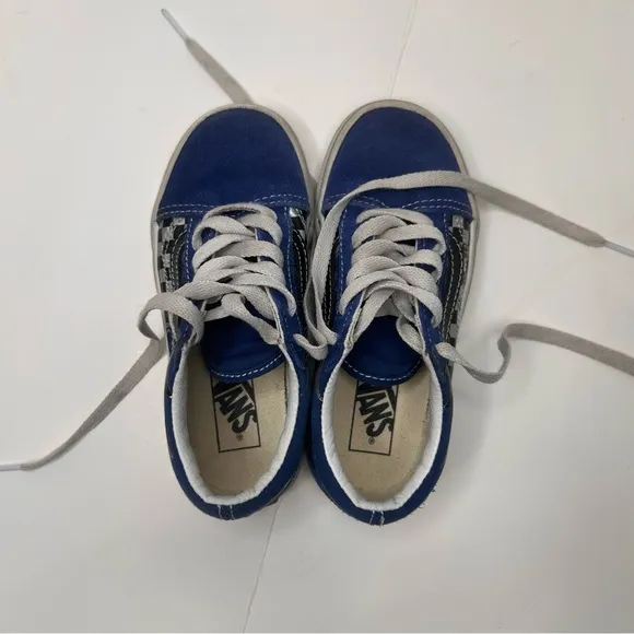 Vans Off the Wall Navy Blue White Black Checkered Lace-up Kid’s Size 11.5