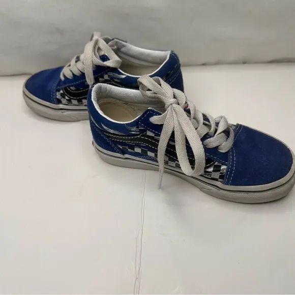Vans Off the Wall Navy Blue White Black Checkered Lace-up Kid’s Size 11.5