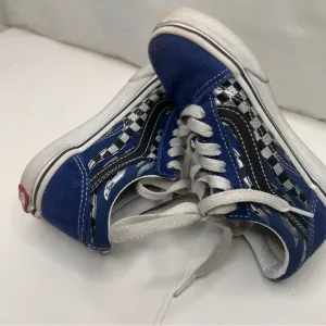 Vans Off the Wall Navy Blue White Black Checkered Lace-up Kid’s Size 11.5