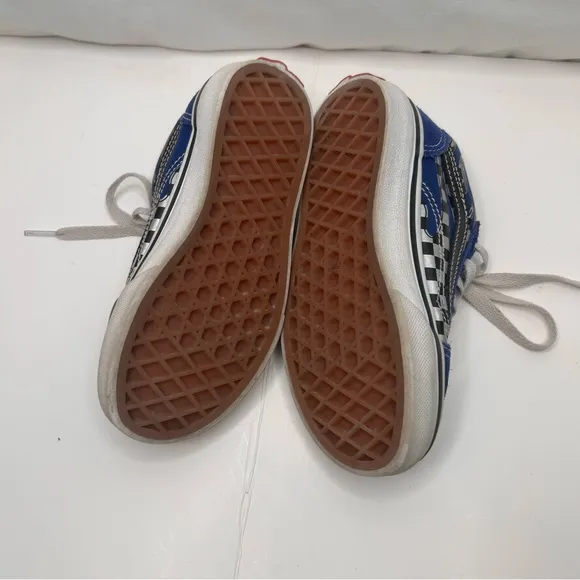 Vans Off the Wall Navy Blue White Black Checkered Lace-up Kid’s Size 11.5
