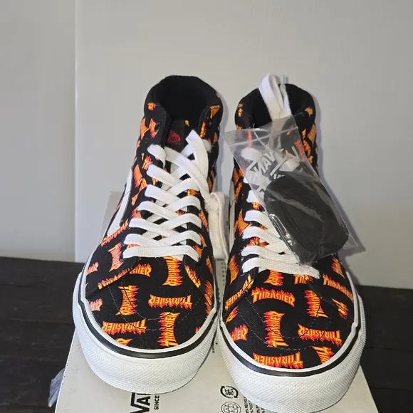 Vans Thrasher Black and Orange High-Top Sneakers