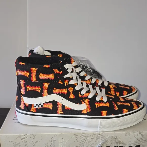 Vans Thrasher Black and Orange High-Top Sneakers