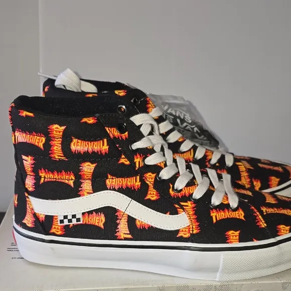 Vans Thrasher Black and Orange High-Top Sneakers