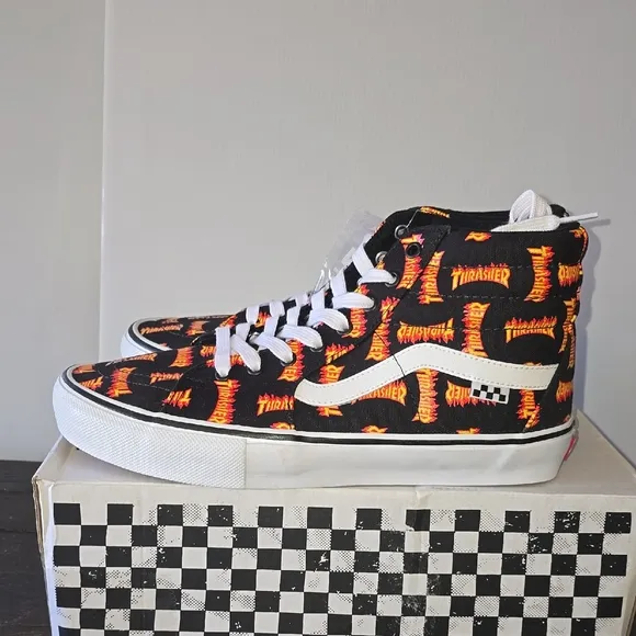 Vans Thrasher Black and Orange High-Top Sneakers