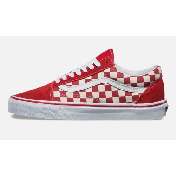 Vans Unisex Old Skool (Primary Check) Red Skate Shoe Men’s Sz 9.5/Women’s Sz 11