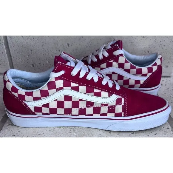 Vans Unisex Old Skool (Primary Check) Red Skate Shoe Men’s Sz 9.5/Women’s Sz 11